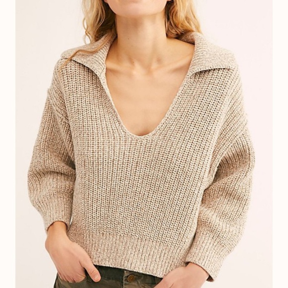 Free People Large Sweater Brown/White/Cream